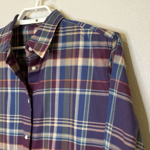 Lauren Ralph Lauren Button Down Top Womens Sz XL Purple Plaid Long Sleeve Cotton - Picture 2 of 6